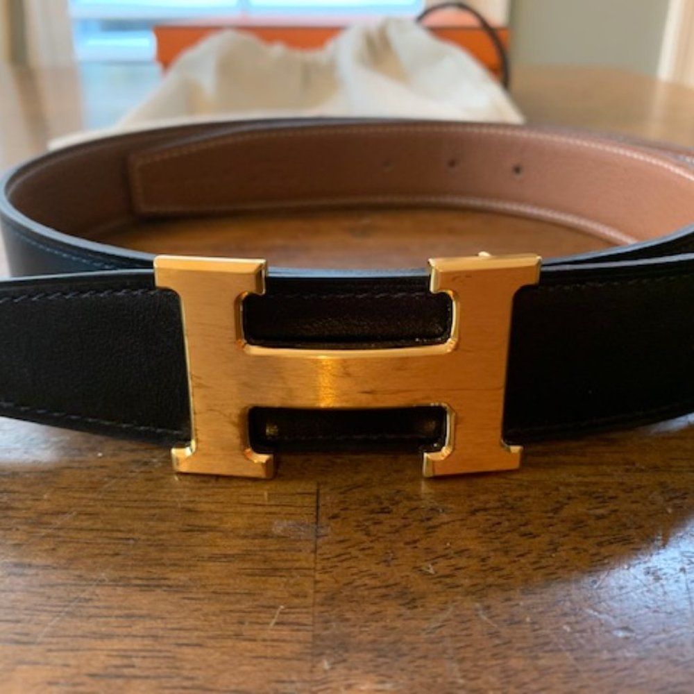 Hermes H Strie Belt Buckle with reversible strap